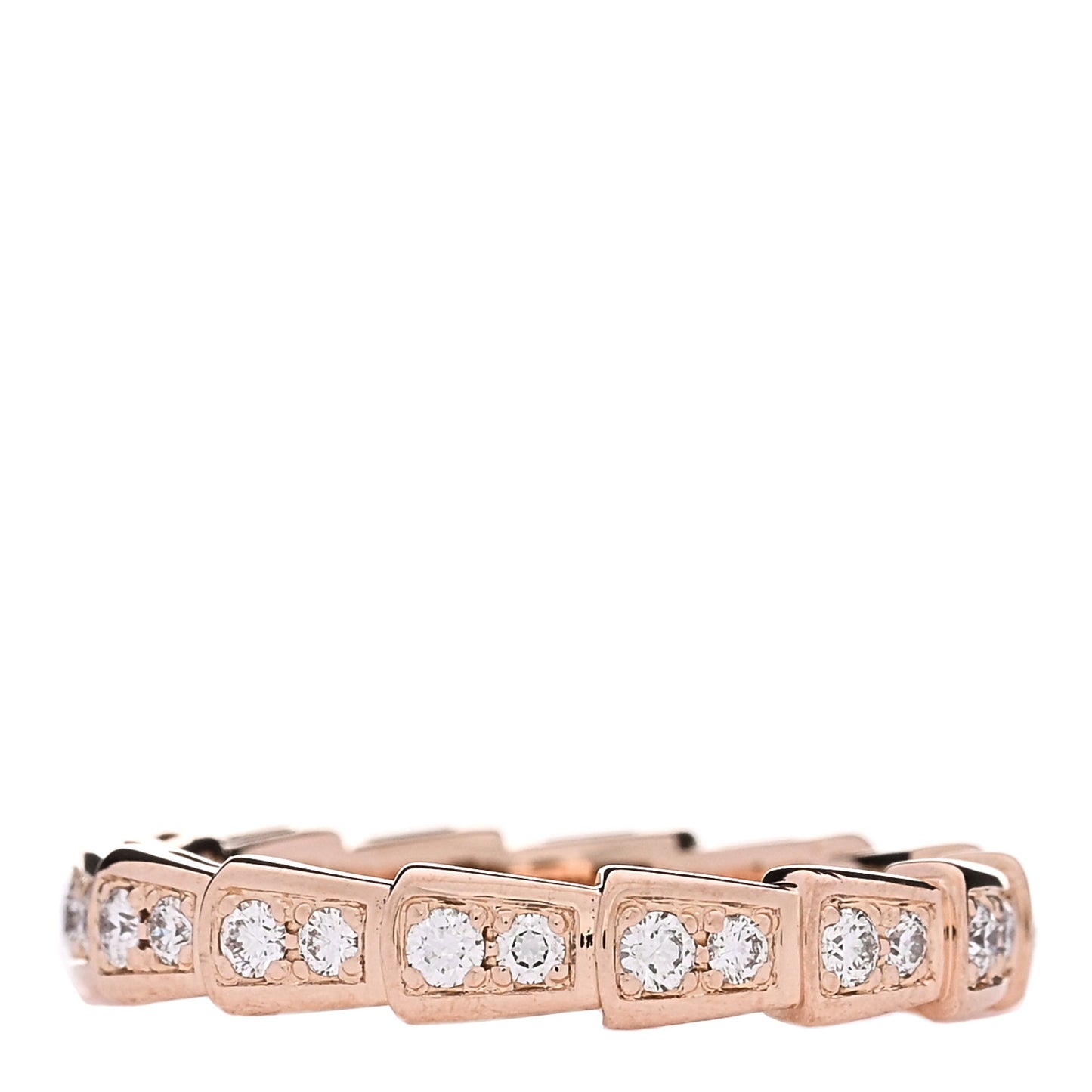 18K Rose Gold Diamond Serpenti Viper Band Ring  54 7