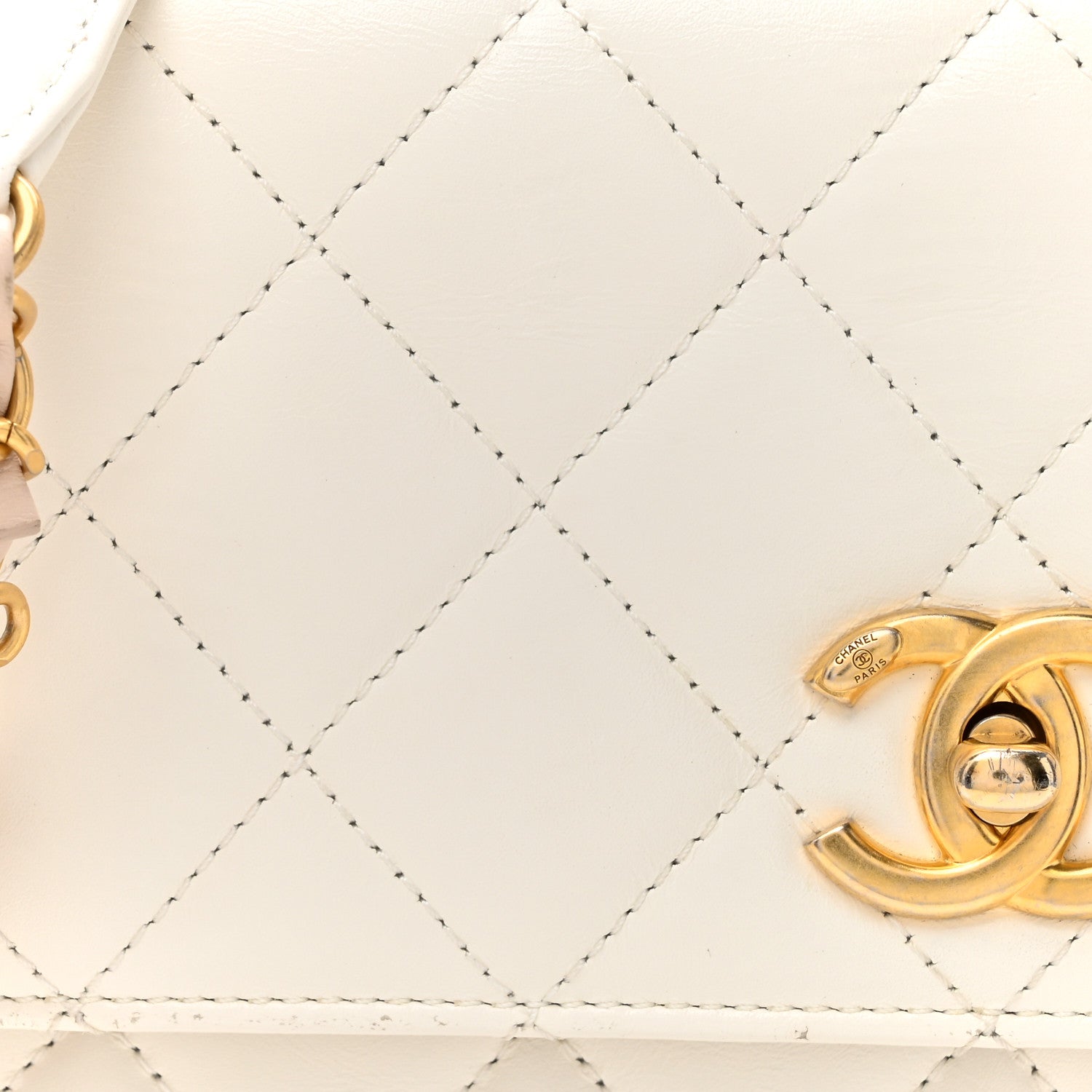 Chanel Shiny Calfskin Quilted Multicolor Small Top Handle White 8 of 17