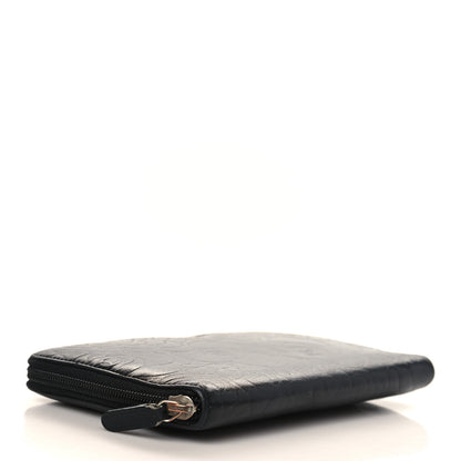 Chanel Lambskin Camellia Embossed Zip Around Organizer Wallet Black 4 of 8