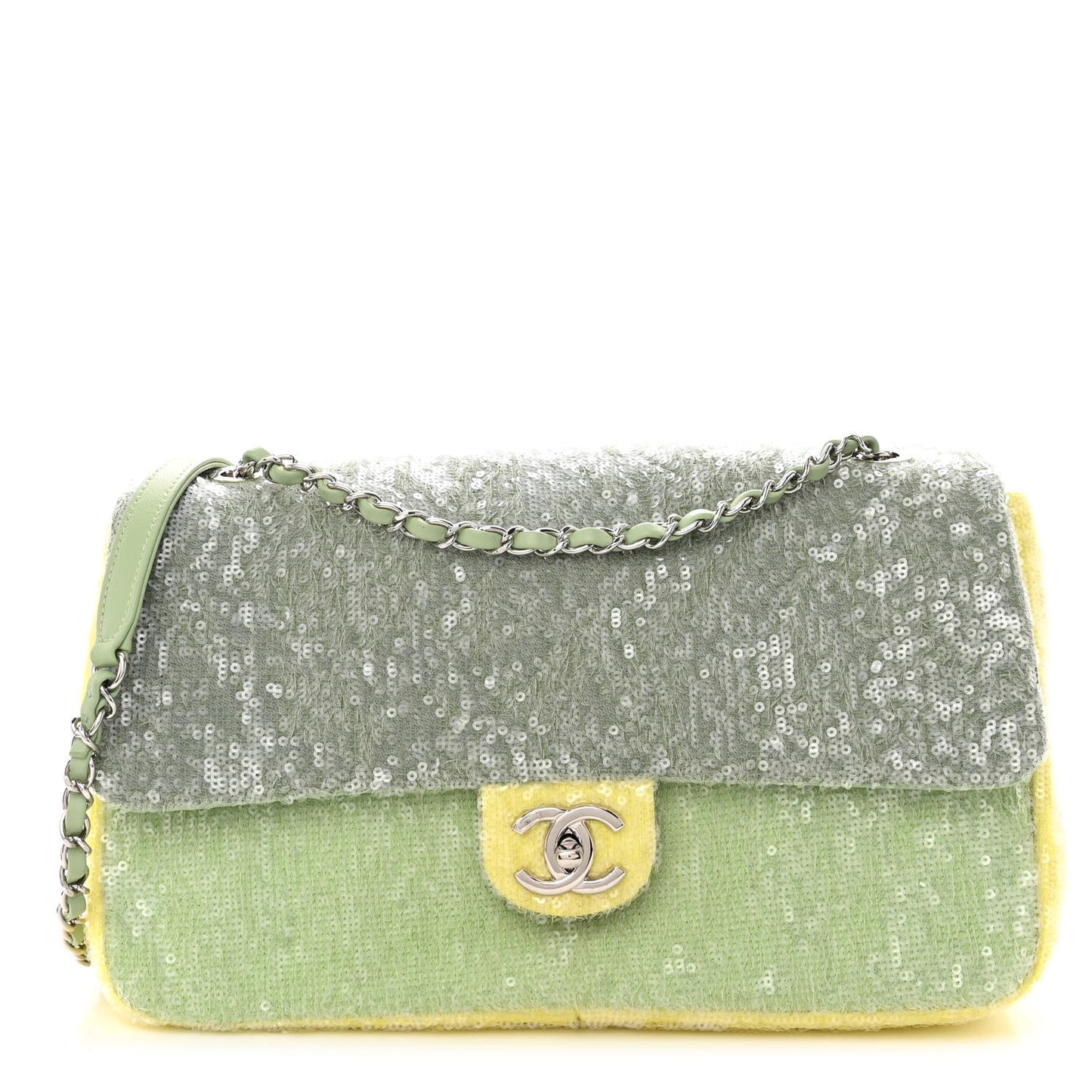 Sequin Large Waterfall Flap Green Light Green Yellow
