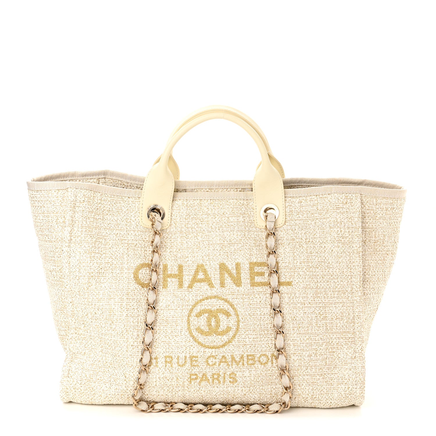 Chanel Canvas Medium Deauville Tote Light Beige 1 of 10