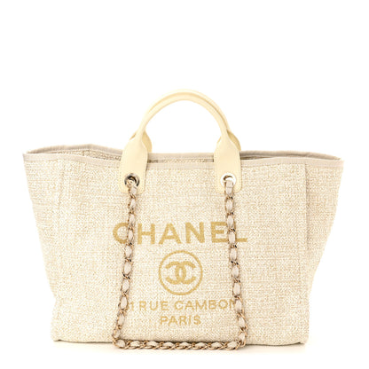 Chanel Canvas Medium Deauville Tote Light Beige 1 of 10