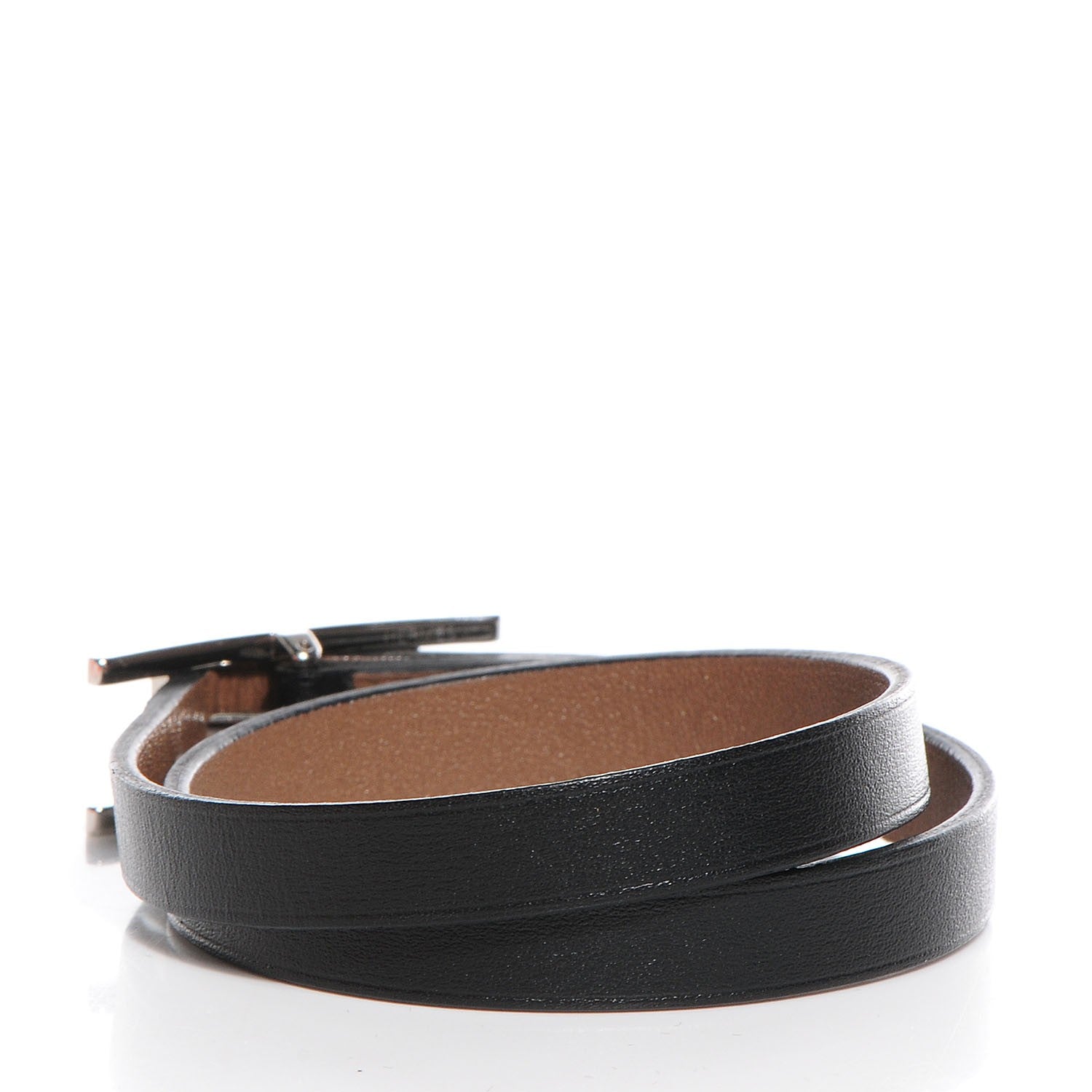 Hermes Chamonix Tadelakt Behapi Double Tour Bracelet XS Black Fauve 3 of 5