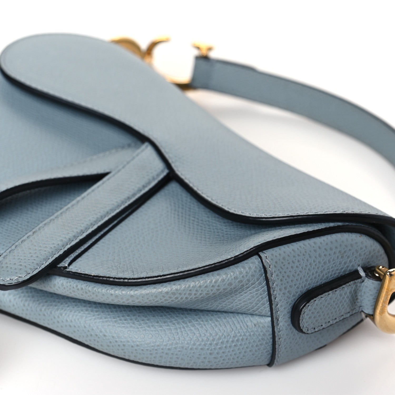 Christian Dior Grained Calfskin Saddle Bag Sky Blue 9 of 9