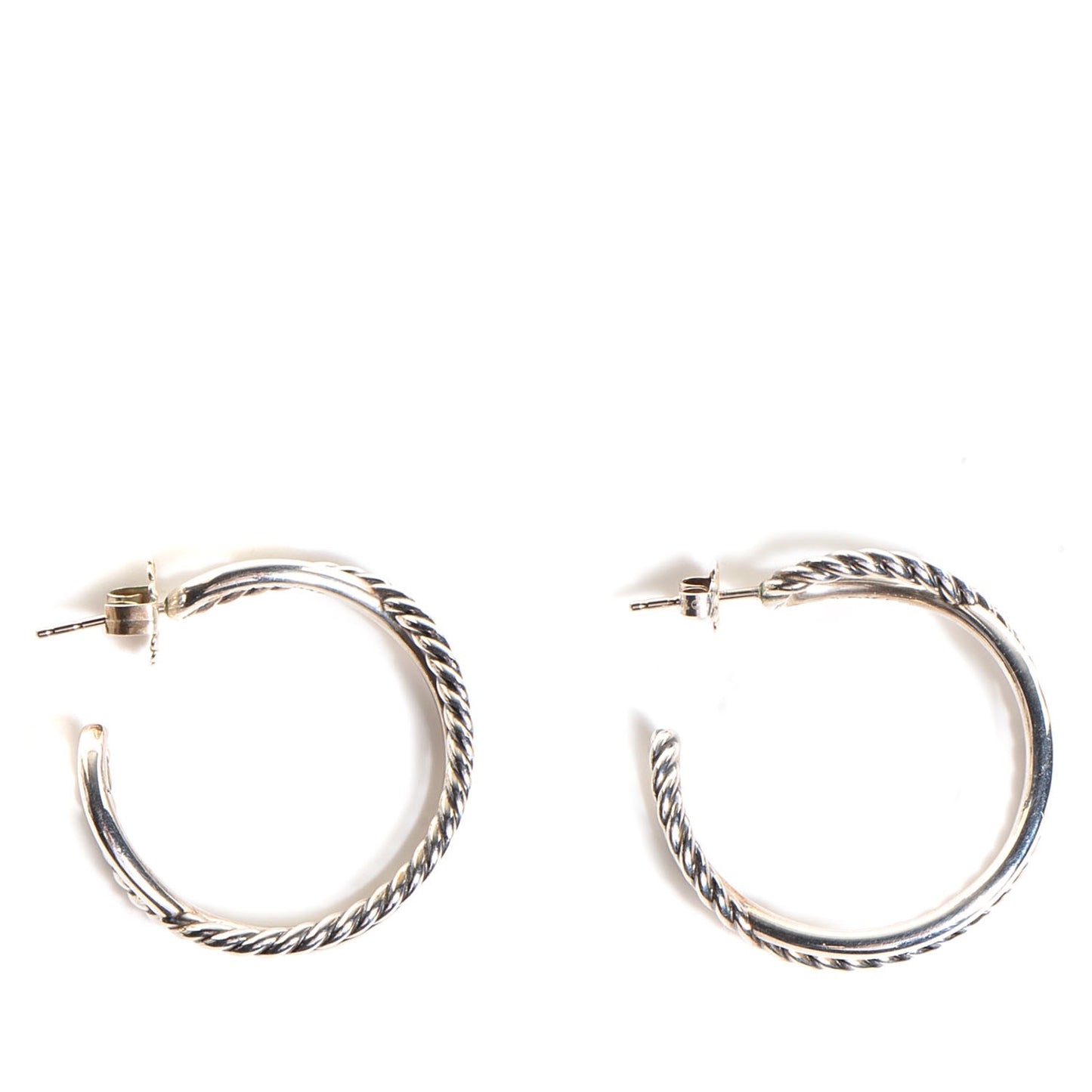 Sterling Silver 34mm Crossover Cable Hoop Earrings