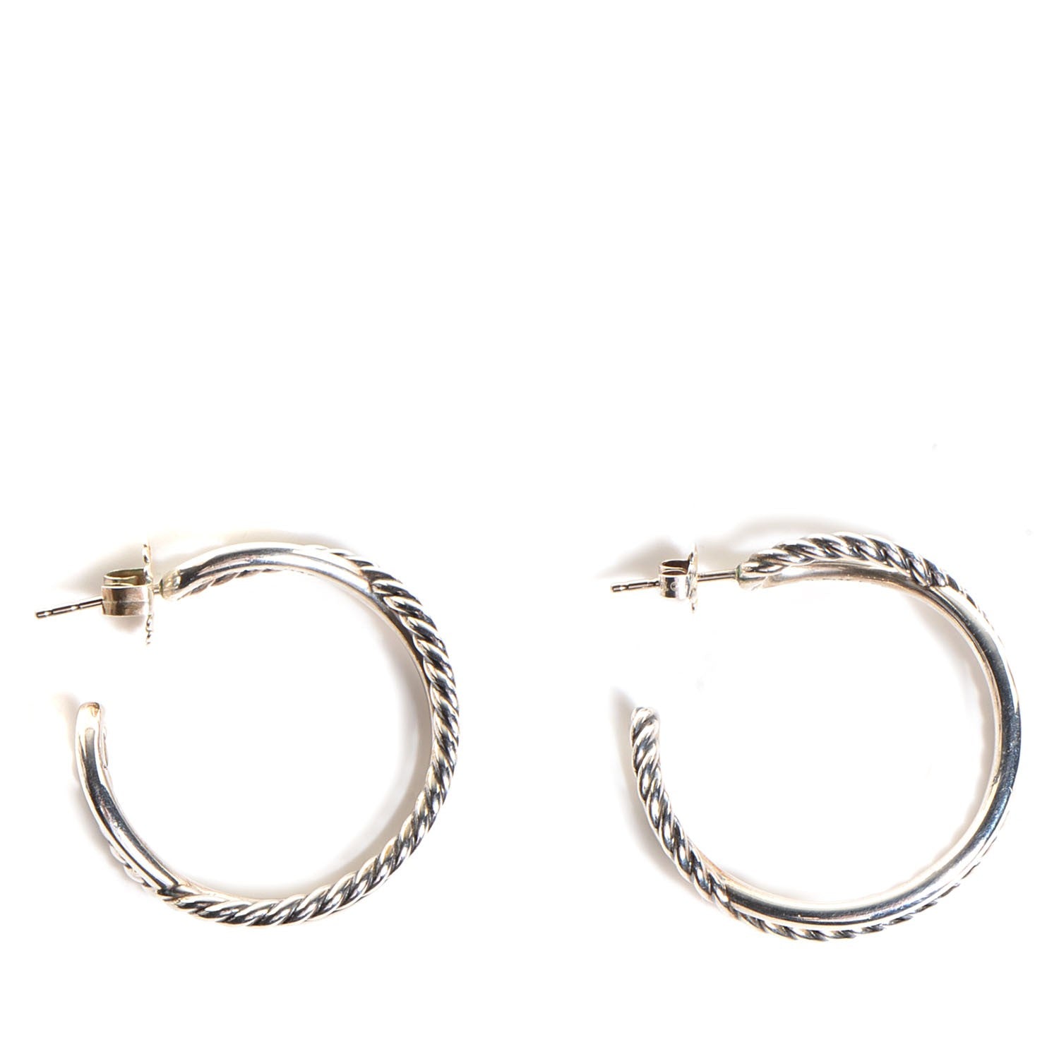 David Yurman Sterling Silver 34mm Crossover Cable Hoop Earrings 1 of 7