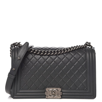 Chanel Lambskin Quilted New Medium Boy Flap Dark Grey 1 of 10