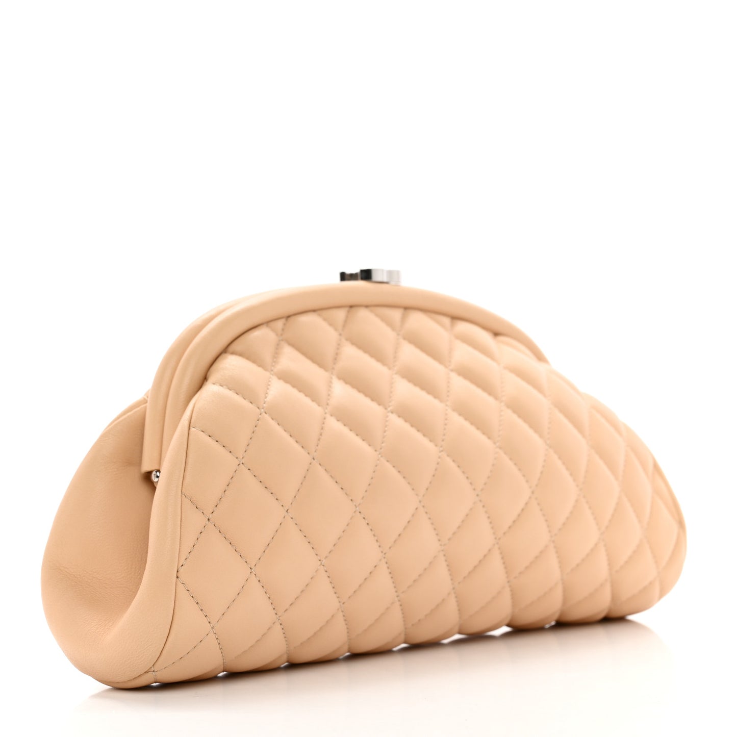 Lambskin Quilted Timeless Clutch Beige Clair