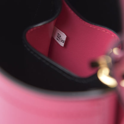 Prada Saffiano Cuir Calfskin Small Panier Bucket Bag Magenta Black 7 of 10