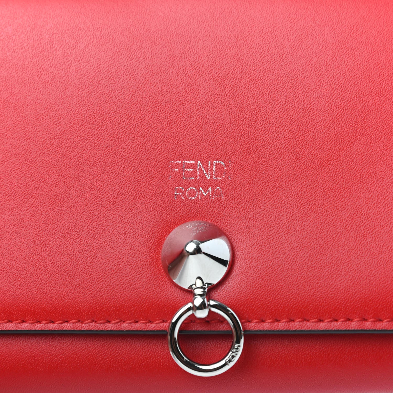 Fendi Vitello Liberty Century Lucido By The Way Continental Wallet On Chain Rosso 5 of 8