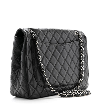 Chanel Washed Caviar Quilted Maxi Single Flap Black 3 of 10