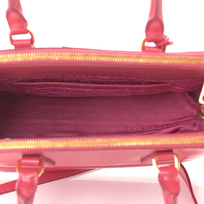 Prada Saffiano Vernice Mini Galleria Double Zip Tote Peonia 6 of 10