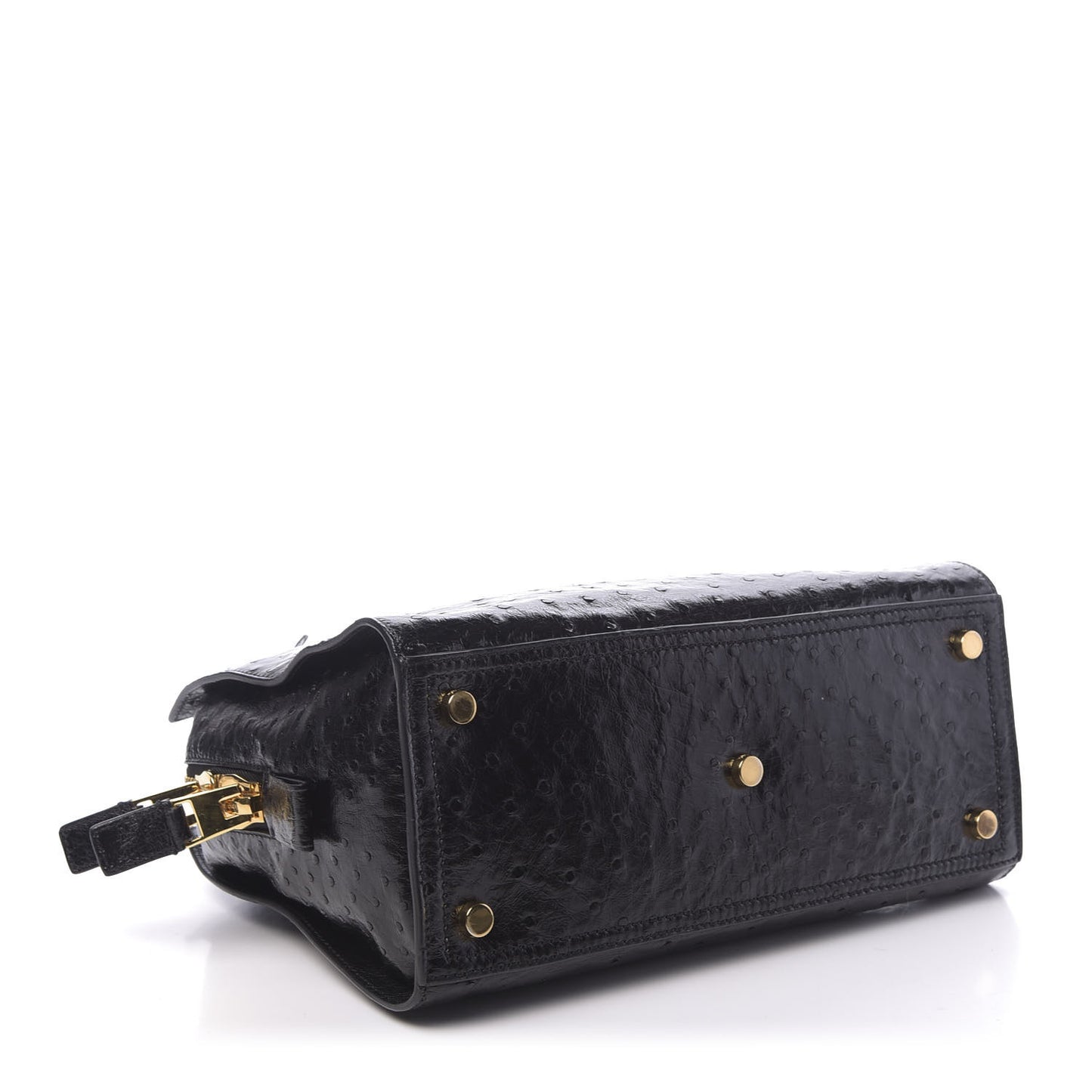 Ostrich Top Handle Satchel Black