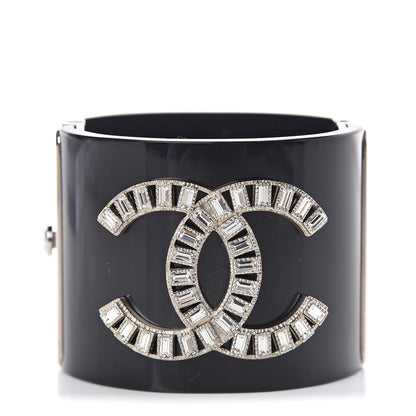 Chanel Resin Baguette Crystal CC Cuff Black 1 of 4