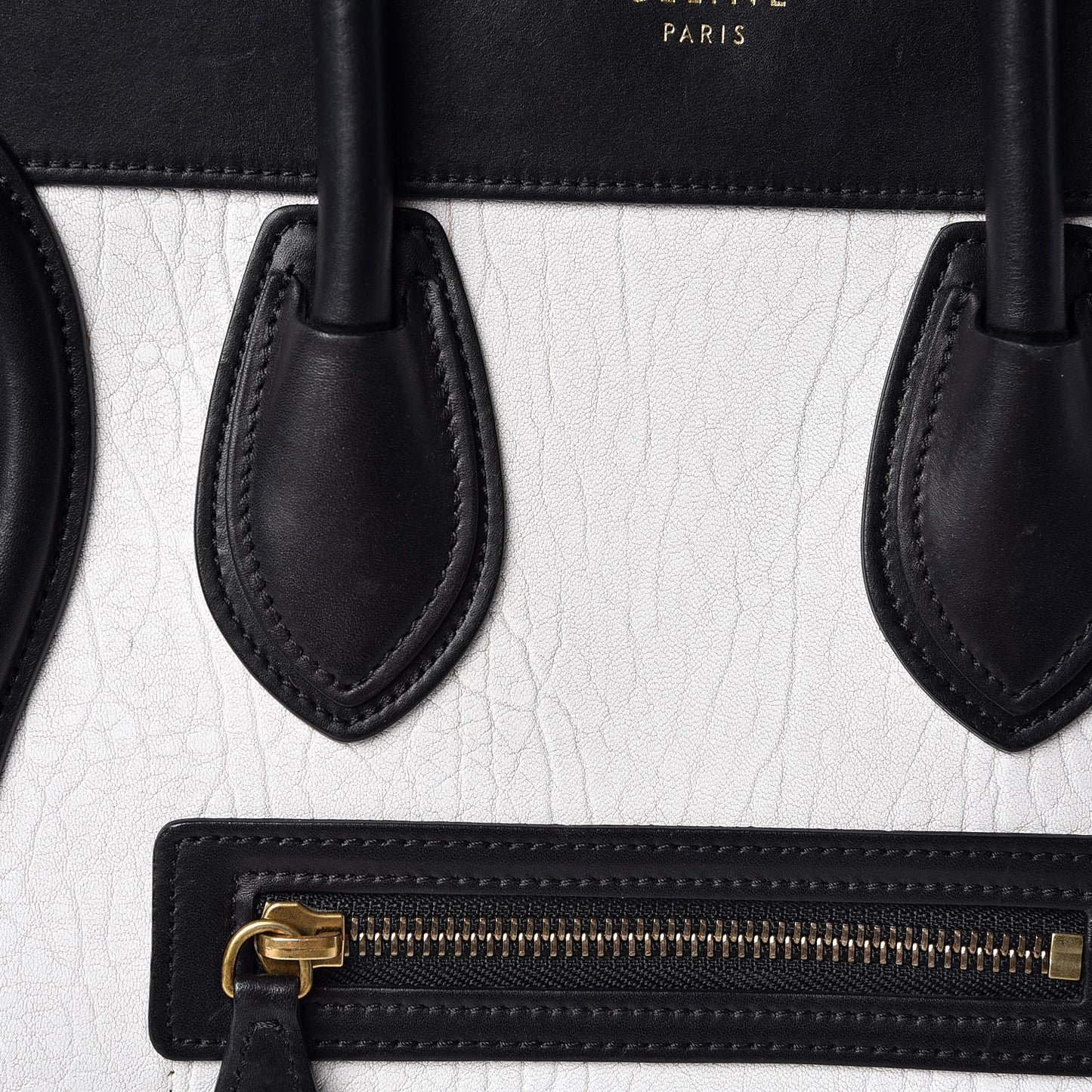 Shrunken Lambskin Micro Bi-Color Luggage Black White