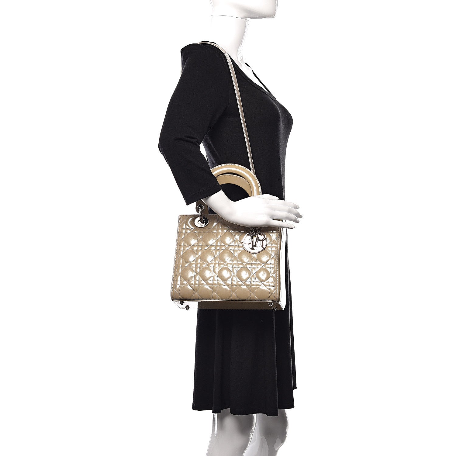 Christian Dior Pearlized Patent Cannage Medium Lady Dior Grey 2 of 10