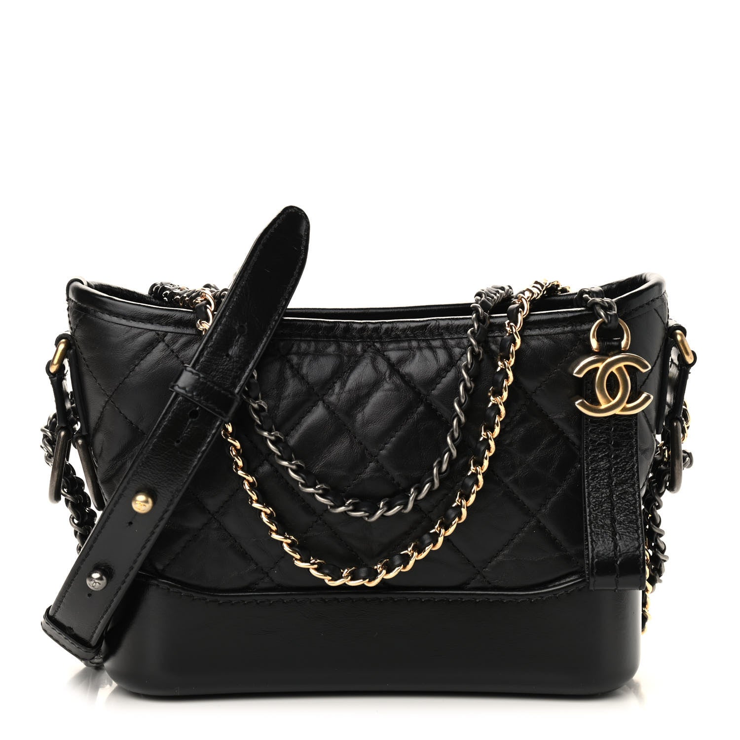 Chanel Aged Calfskin Quilted Small Gabrielle Hobo Black 1 of 9