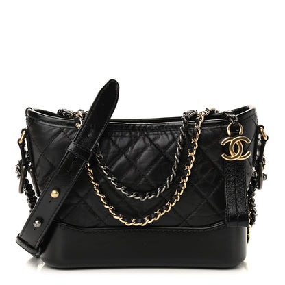 Chanel Aged Calfskin Quilted Small Gabrielle Hobo Black 1 of 9