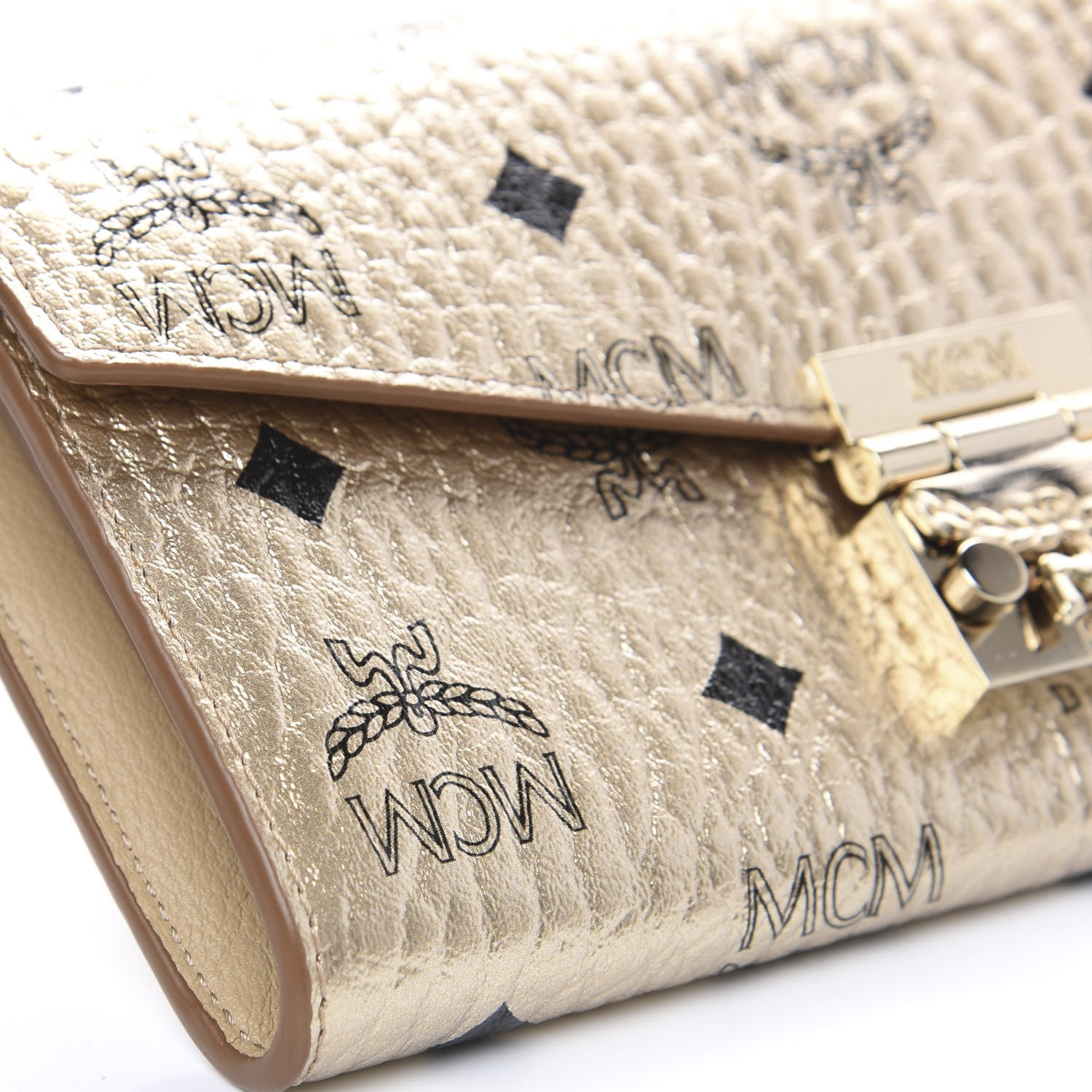 MCM Metallic Visetos Patricia Wallet On Chain Gold 7 of 10