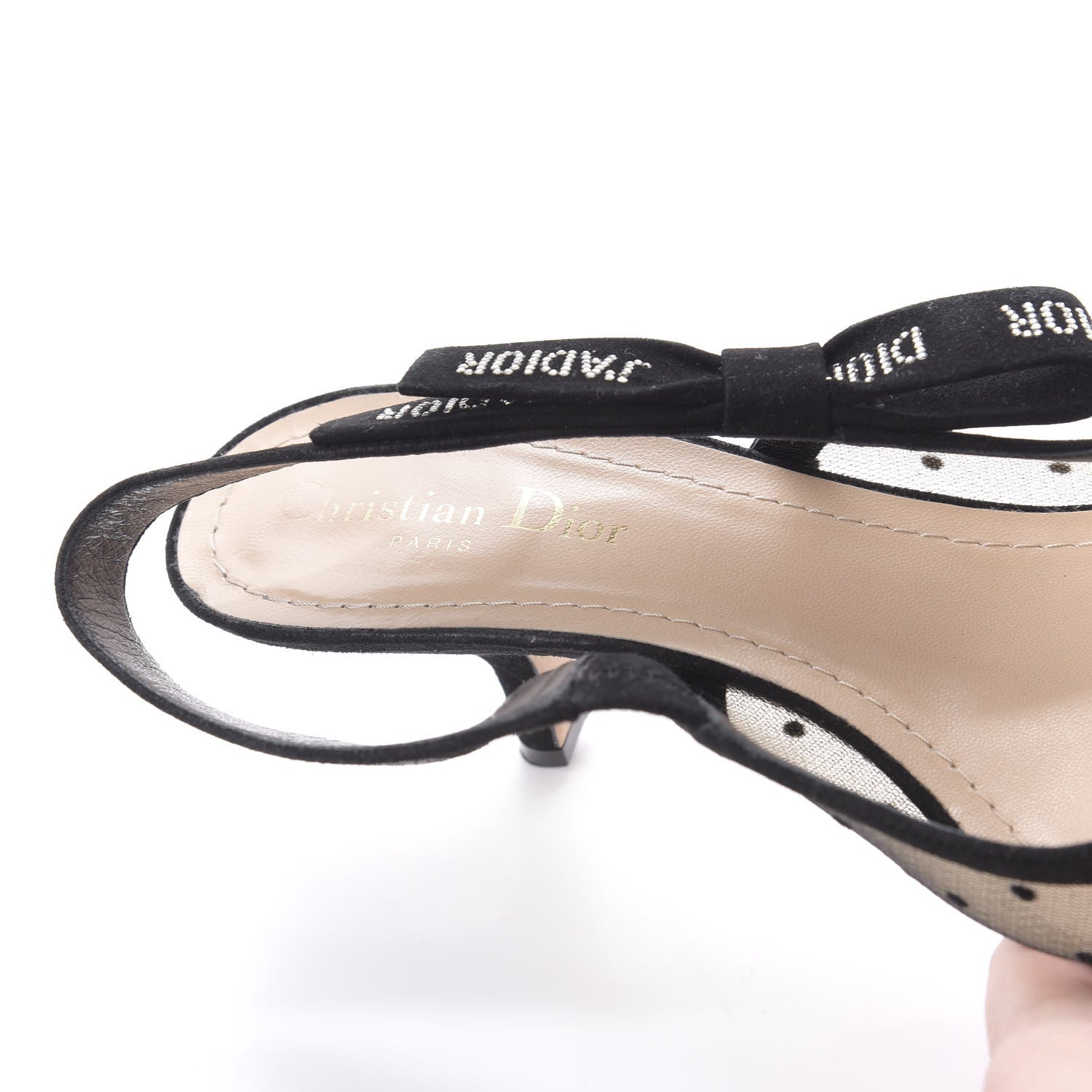 Christian Dior Mesh Plumetis Crystal Suede J'Adior Slingback 65mm Pumps 38 Nude Black 7 of 8