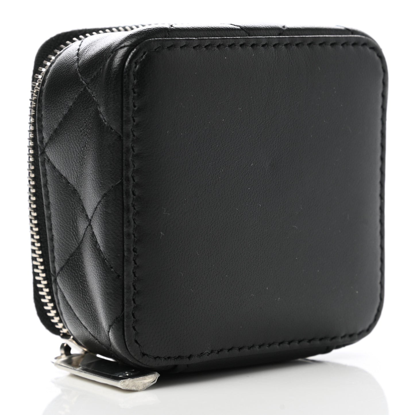 Lambskin Quilted Jewelry Travel Case Black