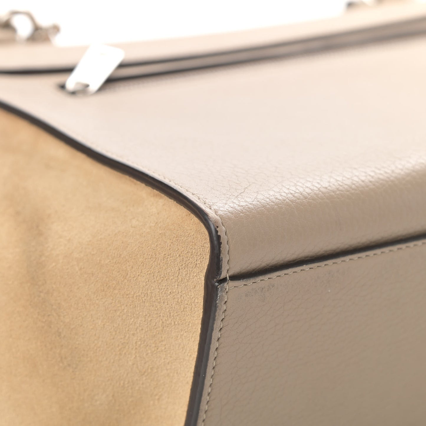 Drummed Calfskin Suede Small Trapeze Dune