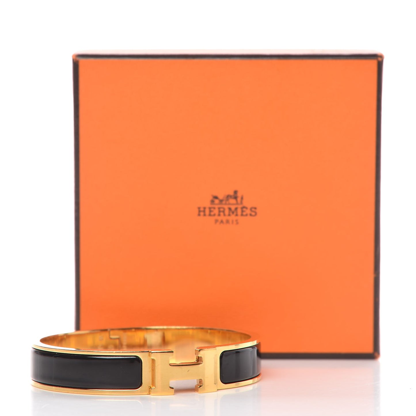 Enamel Narrow Clic Clac H Bracelet GM Black