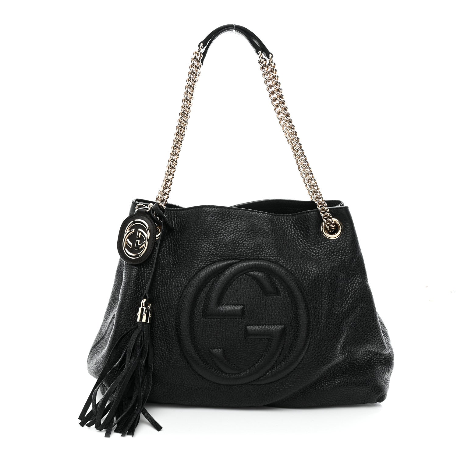 Gucci Pebbled Calfskin Medium Soho Chain Shoulder Bag Black 2 of 19