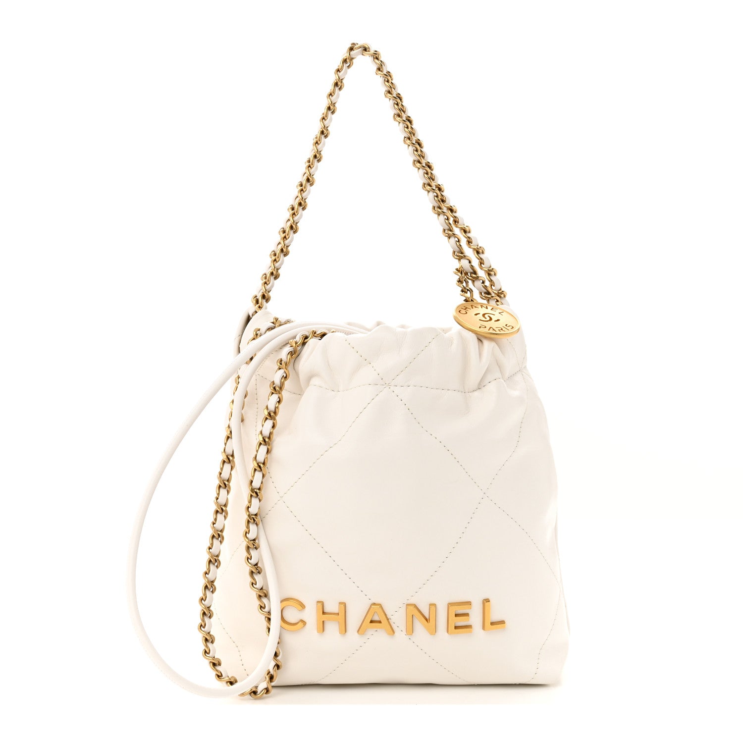 Chanel Shiny Calfskin Quilted Mini Chanel 22 White 1 of 11
