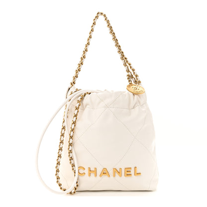 Chanel Shiny Calfskin Quilted Mini Chanel 22 White 1 of 11