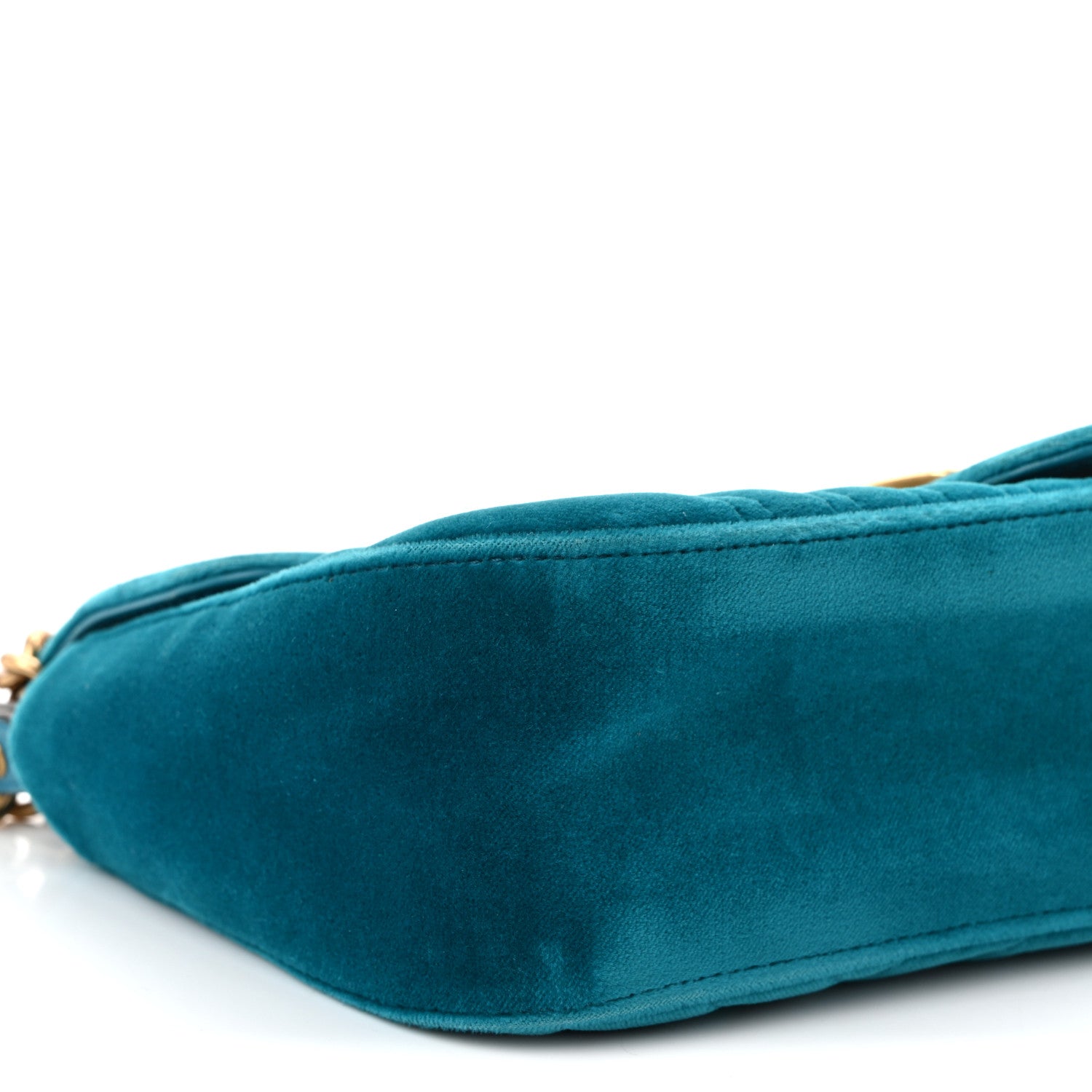 Gucci Velvet Matelasse Small GG Marmont Shoulder Bag Pavone Cyan 9 of 10