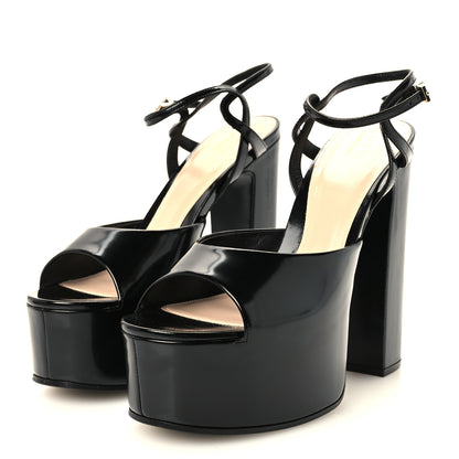 Gucci Regent Calfskin Nizza 95mm Platform Sandals 39 Black 4 of 10