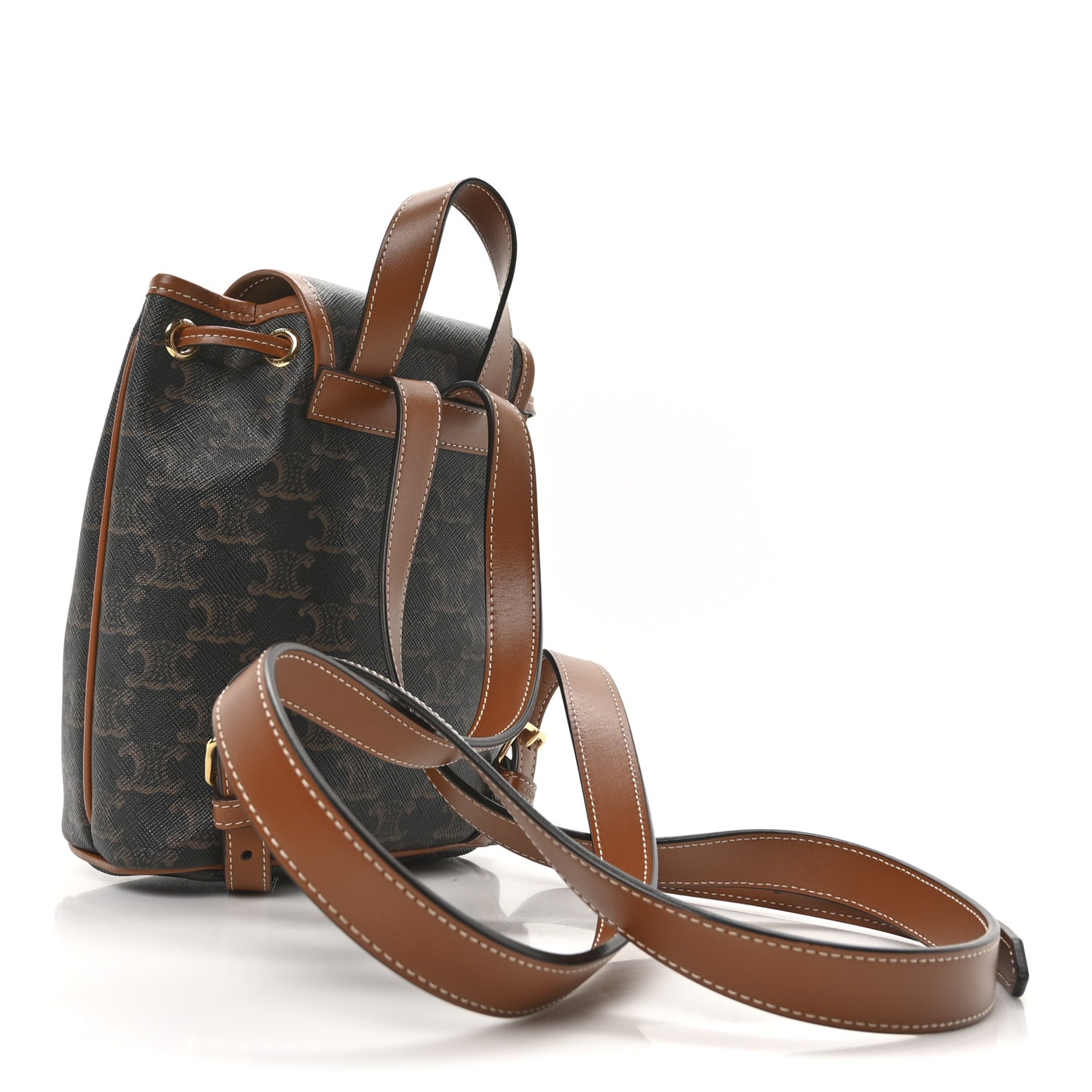 Triomphe Canvas Calfskin Mini Folco Backpack Tan