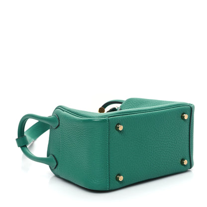 Hermes Taurillon Clemence Mini Lindy 20 Vert Vertigo 4 of 12