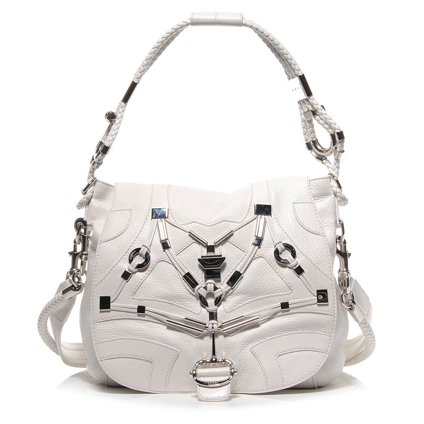 Leather Techno Horsebit Large Flap White