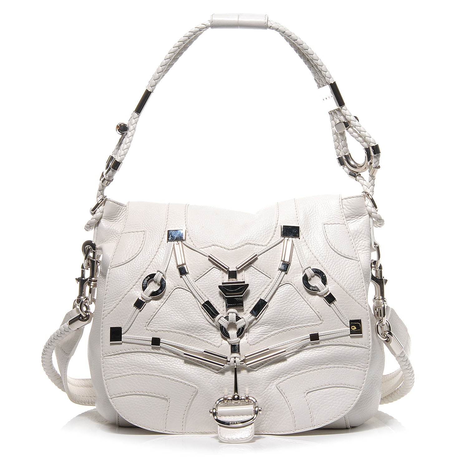 Gucci Leather Techno Horsebit Large Flap White 1 of 7