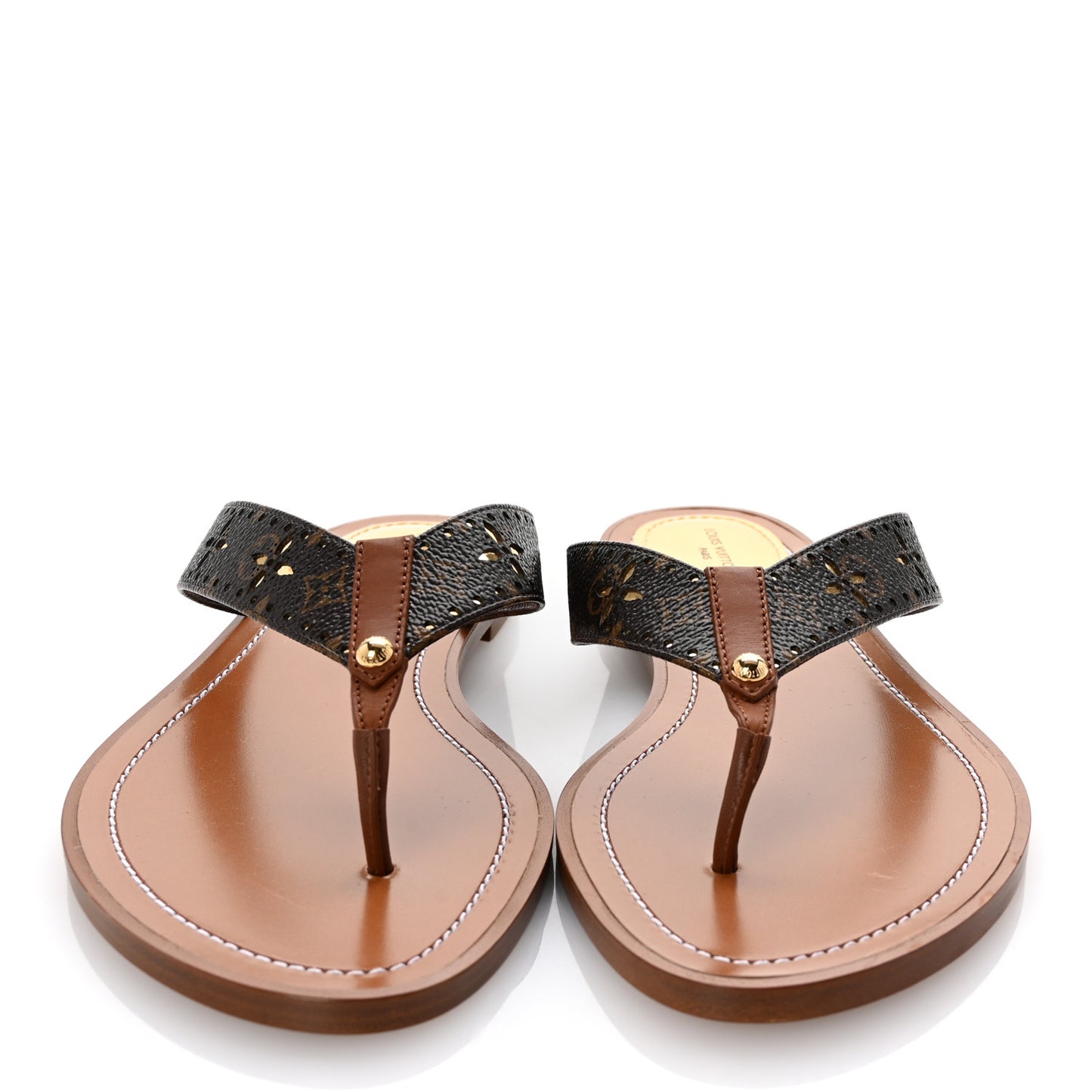 Monogram Sunny Flat Thong Sandals 38.5 Brown