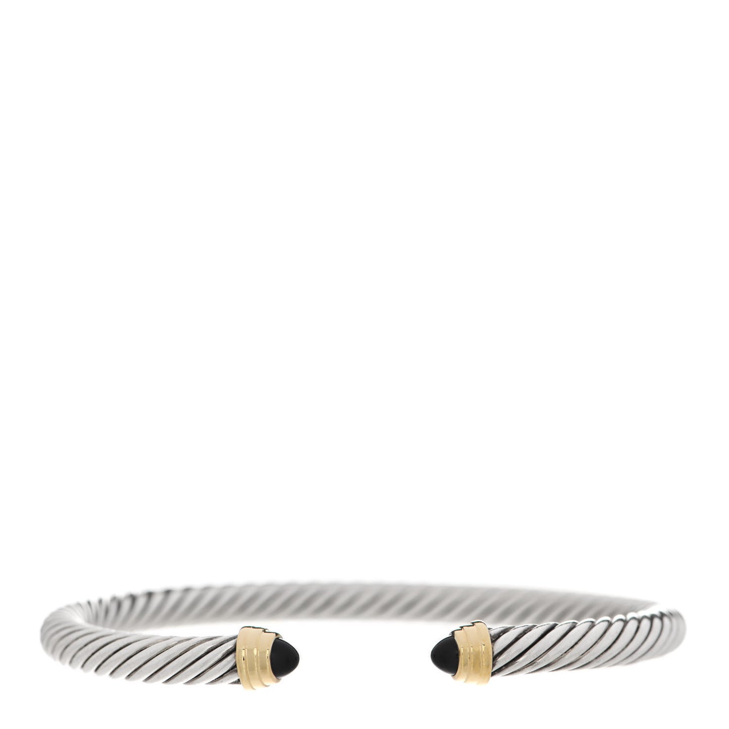 Sterling Silver 14K Yellow Gold Black Onyx 5mm Cable Classics Petite Color Bracelet