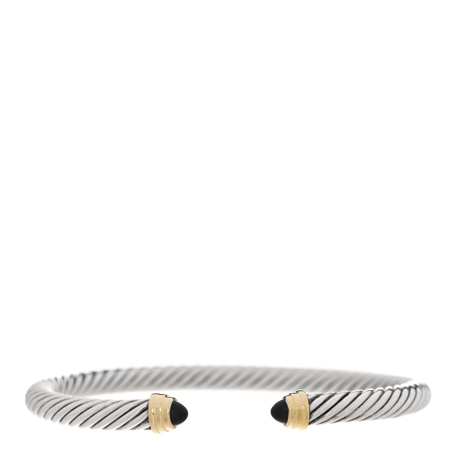 David Yurman Sterling Silver 14K Yellow Gold Black Onyx 5mm Cable Classics Petite Color Bracelet 1 of 3