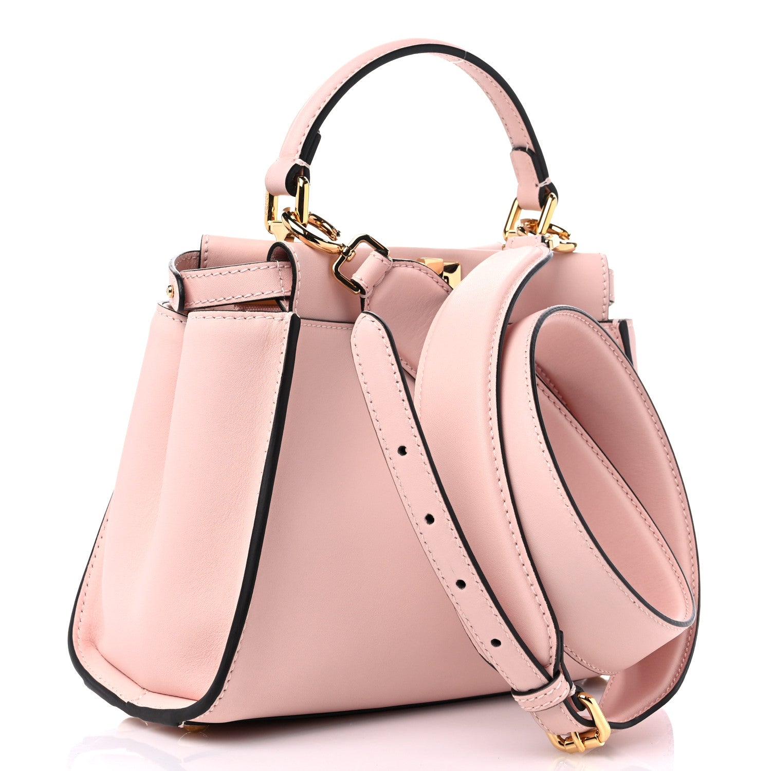 Fendi Vitello Seta Canvas FF Embroidered Mini Peekaboo Iconic Satchel Rosa Confetto 2 of 8