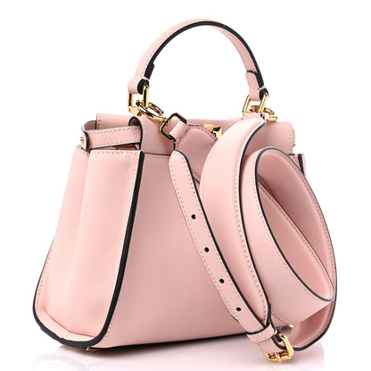 Fendi Vitello Seta Canvas FF Embroidered Mini Peekaboo Iconic Satchel Rosa Confetto 2 of 8
