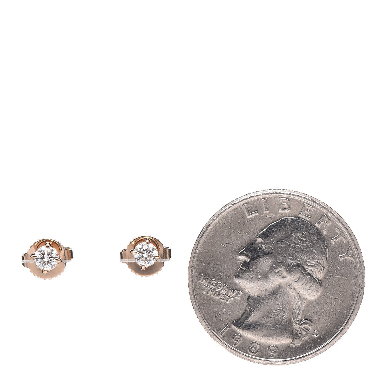 Tiffany 18K Rose Gold Diamond .22ctw Solitaire Earrings 2 of 5