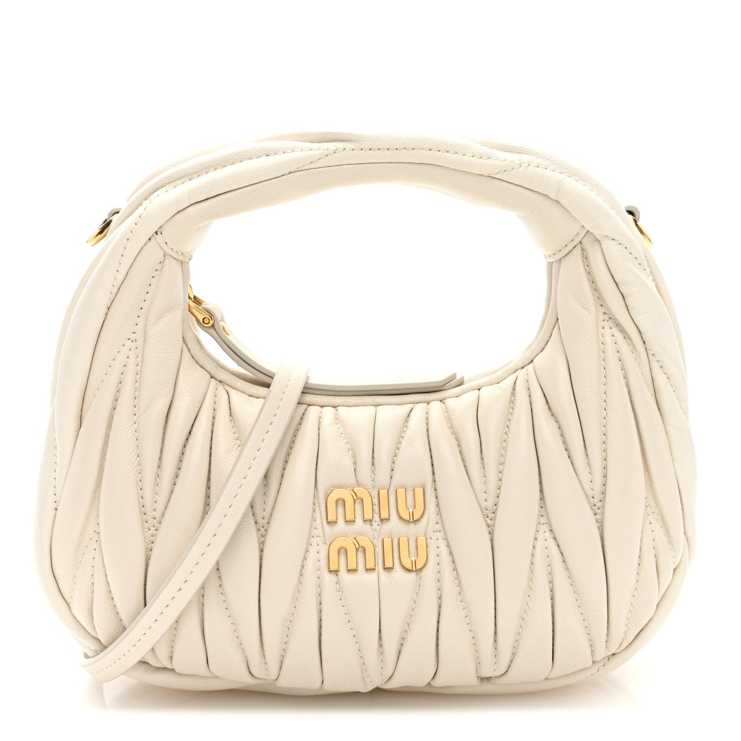 Miu Miu Nappa Matelasse Mini Wander Hobo White 1 of 9