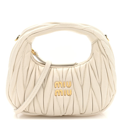 Miu Miu Nappa Matelasse Mini Wander Hobo White 1 of 9
