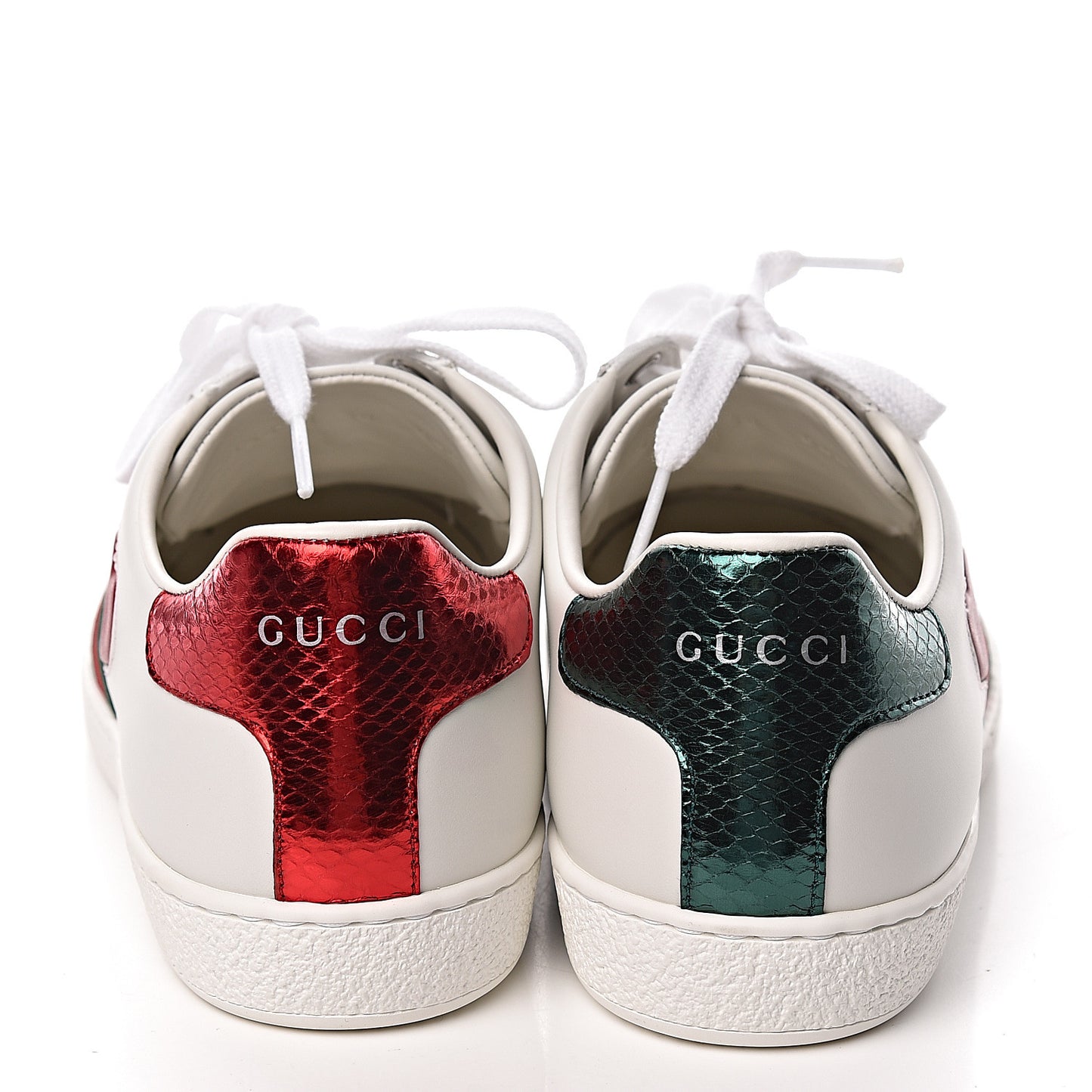 Calfskin Web Heart Embroidered Womens Ace Sneakers 38 White
