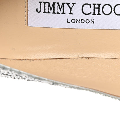 Jimmy Choo Coarse Glitter Fabric Pointy Toe Aza Pumps 36.5 Silver 11 of 17