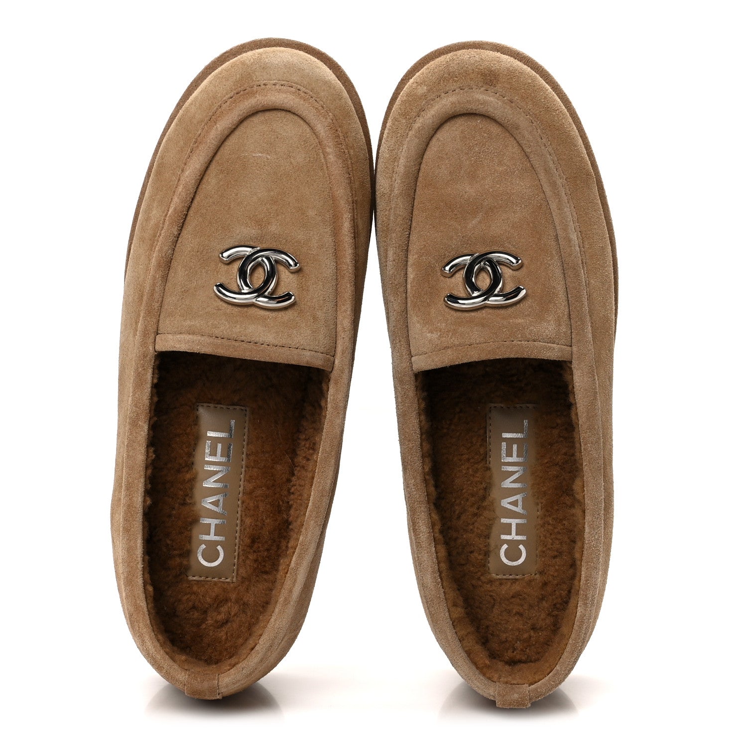 Chanel Suede Calfskin CC Loafers 36 Dark Beige 2 of 11