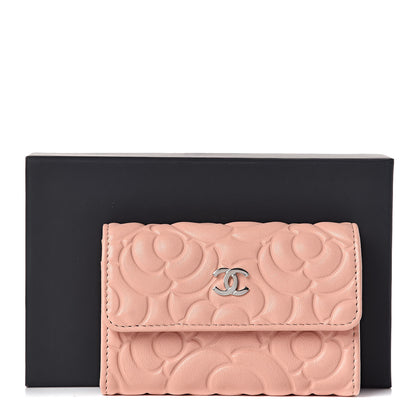 Chanel Goatskin Camellia Embossed Card Holder Wallet Light Pink 9 of 9
