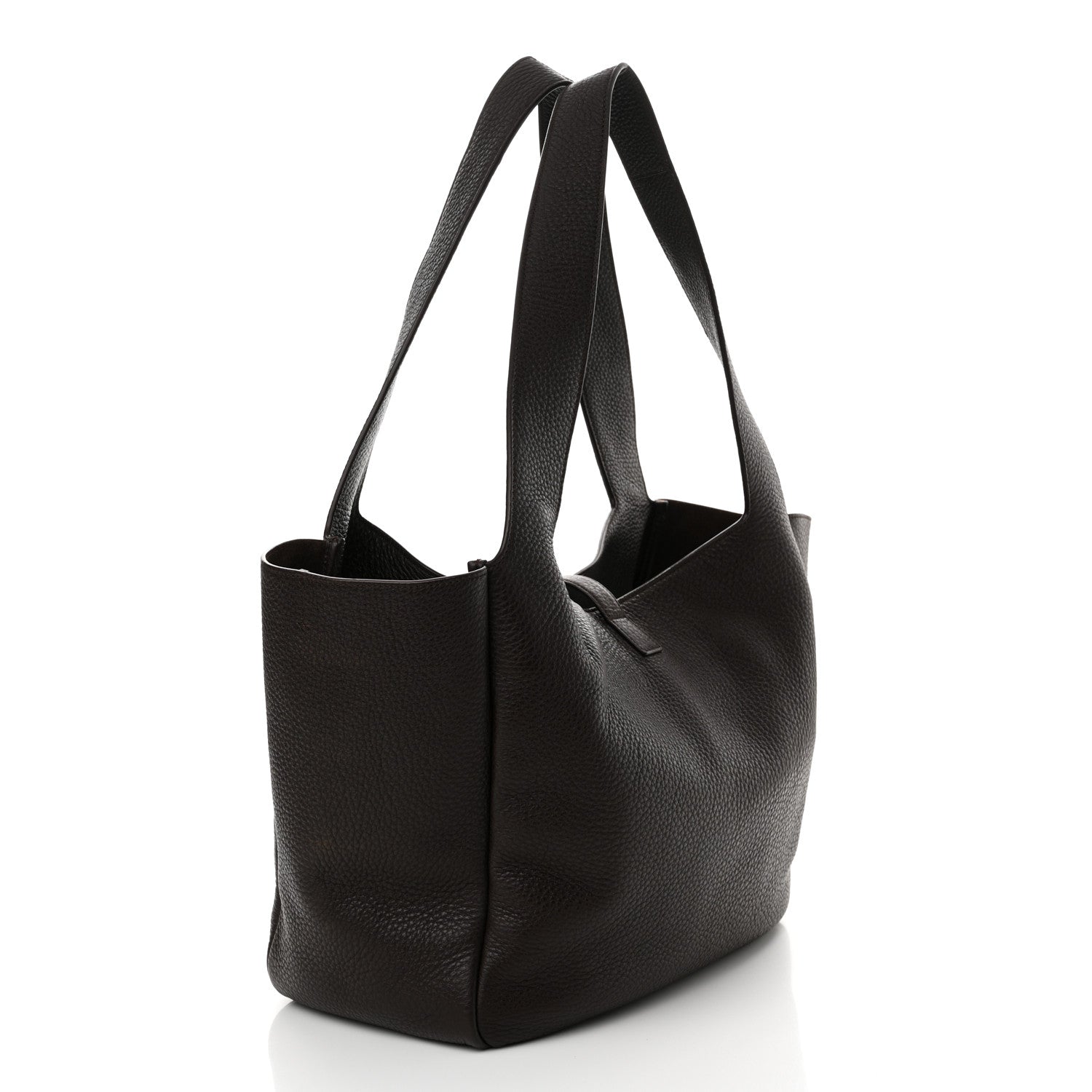 Saint Laurent Grained Deerskin Bea Tote Marron Fonce 3 of 11