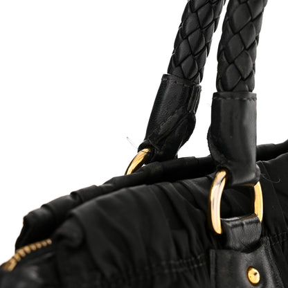 Prada Tessuto Nylon Nappa Braided Gaufre Shopping Satchel Black 14 of 19